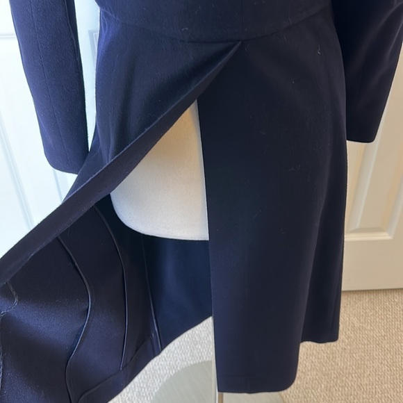 Morgane Le Fay Superfine Merino Wool Navy Coat Blazer & Skirt Set SzL - Picture 9 of 16